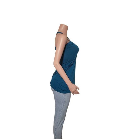 3/$20. Energie women's sleeveless cross back wide strap teal tank top M - Picture 3 of 4